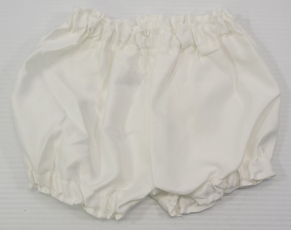 M7) American Princess Girl White Satin Shorts Baby Bloomers 24 Months